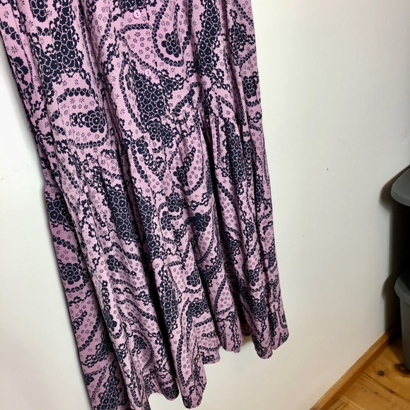 NWT Ichi Harva Shirt Dress Size Large Lavender Navy Print - Picture 5 of 7
